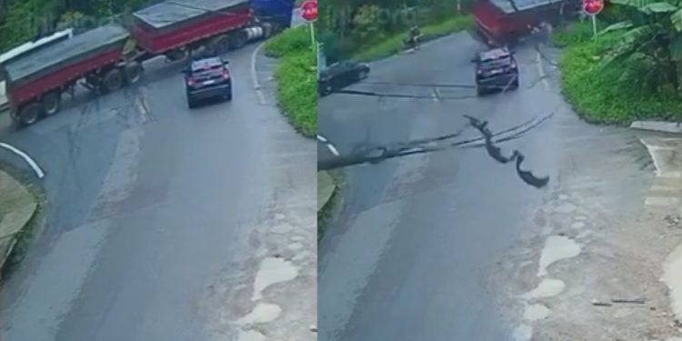 Vídeo mostra exato momento que carreta tomba na BR-174 e derruba poste de energia; ninguém ficou ferid0