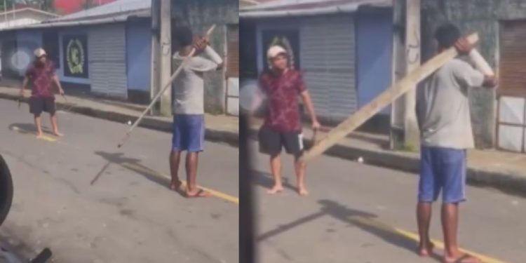 Vídeo mostra homens arm4d0s com faca e madeira prontos para brig4r em Tefé