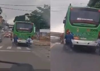 Vídeo: galerosos viajam agarrados a ônibus em Manaus: ‘depois a culpa é do motorista’