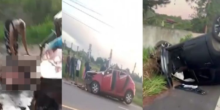Vídeos: mulher tem a perna t0rada durante acidente em estrada do Amazonas
