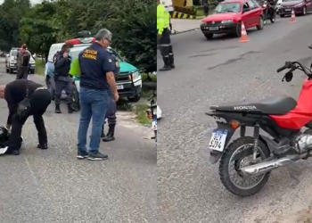 Vídeo: Idoso perde o controle ao passar de moto por buraco e m0rr3 em Manaus