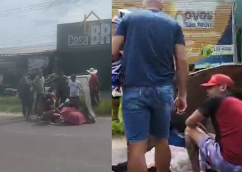 Vídeos: Na faixa de pedestres, estudantes de 11 e 12 anos são atr0pelados por carro ‘chutad0’ em Manaus