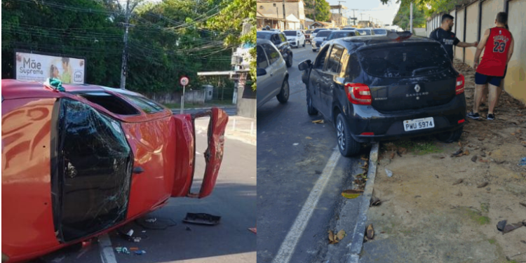 Vídeo: Quatro pessoas ficam f3r1das em c0lisã0 entre dois carros e capotamento em Manaus