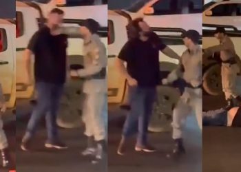 Vídeo: grandalhão encara policial, leva s0co e dorme como um bebê