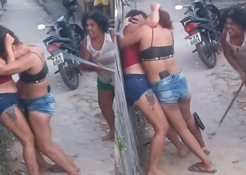 Vídeo: Des3sperada com a p0rrada, senhora tenta separar barraqueiras dando p@uladas nelas