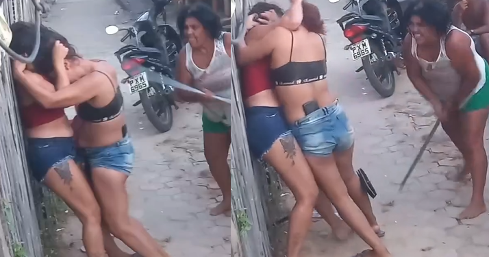 Vídeo: Des3sperada com a p0rrada, senhora tenta separar barraqueiras dando p@uladas nelas