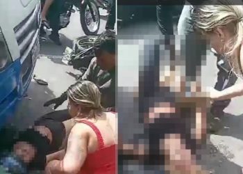 Vídeo mostra tentativa de salvar motoqueiro m0rto e a garupa dele em Manaus