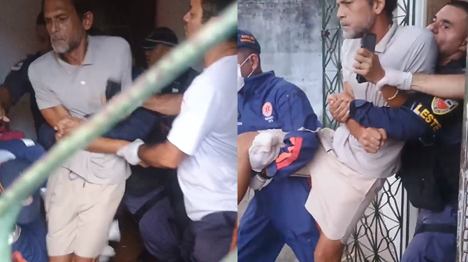 Vídeo: Homem sob efeito de drogas am3aça mat@r a própria mãe em cr1se vi0lenta em Manaus