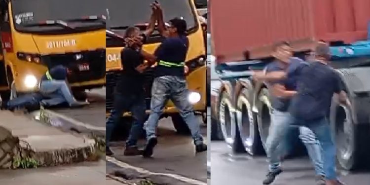 Vídeo: motora do “Amarelinho” da bicuda, rasteira e s0cos em caminhoneiro de Manaus