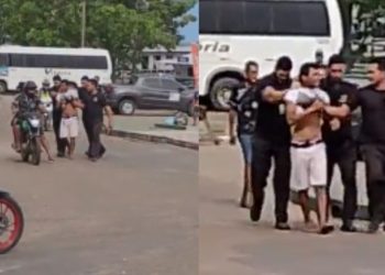 Vídeo: População imobiliza homem acusado de furt0 em supermercado no interior do AM