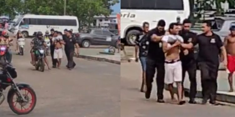 Vídeo: População imobiliza homem acusado de furt0 em supermercado no interior do AM