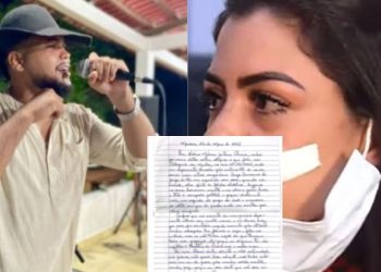 Acusação contra cantor de forró foi retirada após carta da namorada agredid4 pedir que o processo pare