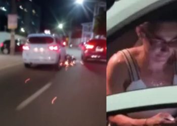 Vídeo: No volante, mulher destrói moto de entregador arrastando por mais de 3 km em Manaus