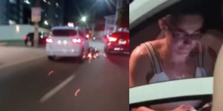 Vídeo: No volante, mulher destrói moto de entregador arrastando por mais de 3 km em Manaus