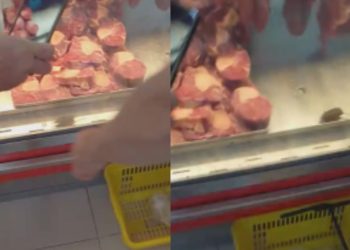Ratinho é filmado andando entre as carnes do açougue do Supermercado Rodrigues; vídeo