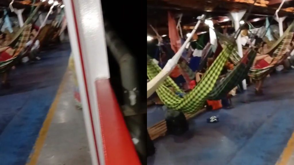 Vídeo: Barco colide com árvore no Rio Solimões e causa pânico entre passageiro
