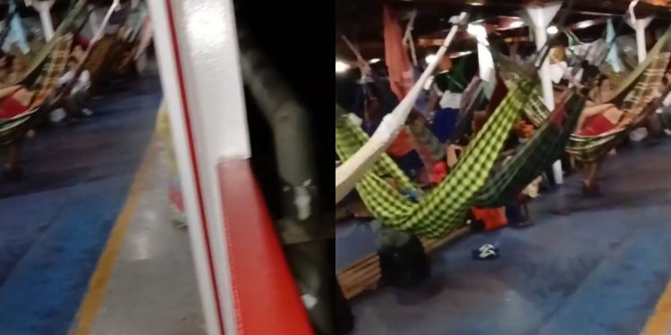 Vídeo: Barco colide com árvore no Rio Solimões e causa pânico entre passageiro