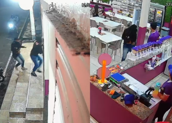 Veja assalt0 at3rrorizant3 com cinco cr1m1n0s0s em loja de açaí no bairro Planalto; veja