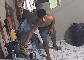 Vídeo: blindado sente cagaç0 com barulho e foge após invadir casa em Manaus
