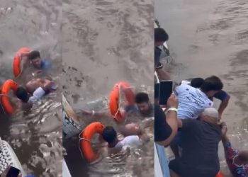 Vídeo: bêbado se joga de barco a caminho de Parintins: ‘seu c0rno, quer m0rrer?’