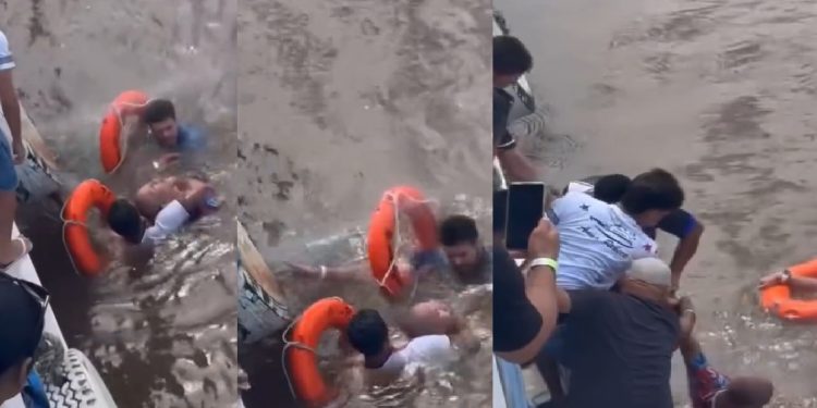 Vídeo: bêbado se joga de barco a caminho de Parintins: ‘seu c0rno, quer m0rrer?’