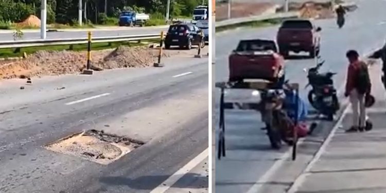 Vídeo: motoqueiro cai após bater em buraco aberto há um mês no Rapidão  