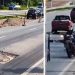 Vídeo: motoqueiro cai após bater em buraco aberto há um mês no Rapidão  