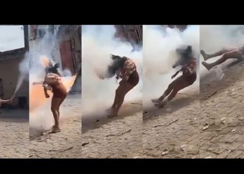 Vídeo: rojão explode no rosto de jovem durante comemoração de São João 