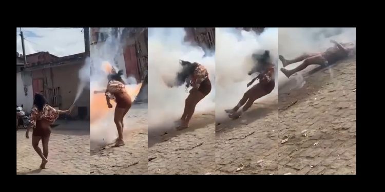 Vídeo: rojão explode no rosto de jovem durante comemoração de São João 