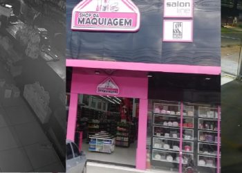 Vídeo: blindados arr0mbam Shop da Maquiagem e limpam prateleiras em Manaus