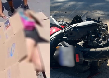 Vídeo: Mãe que foi atrop3lada com a filha em moto necessita de doação de sangue em Manaus