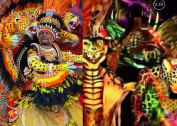 Vídeo: Adriano Paketá, pajé do Garantido, despenca de alegoria durante apresentação