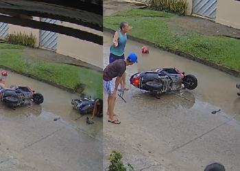 Vídeo: Após colisã0 entre motos, f3rid0s batem boca no meio da rua em Tabatinga