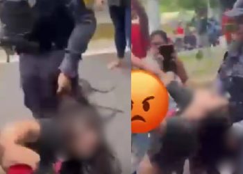 Vídeo: PM é filmado puxando cabelo de jovem durante protesto por moradia em Manaus