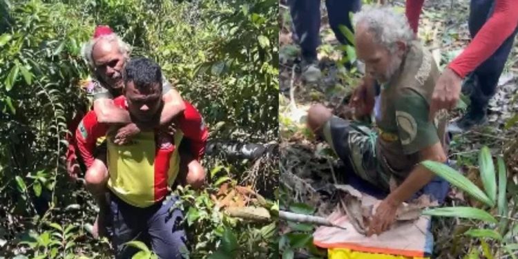 Após sete dias perdido na mata fechada, idoso de 62 anos é resgatado em Presidente Figueiredo