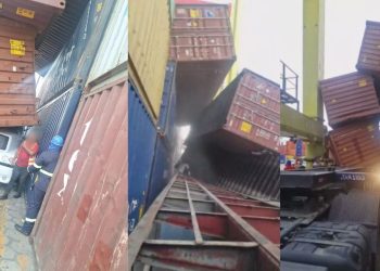 'Não houve vítimas', confirma Porto Chibatão após contêineres caírem sobre caminhão