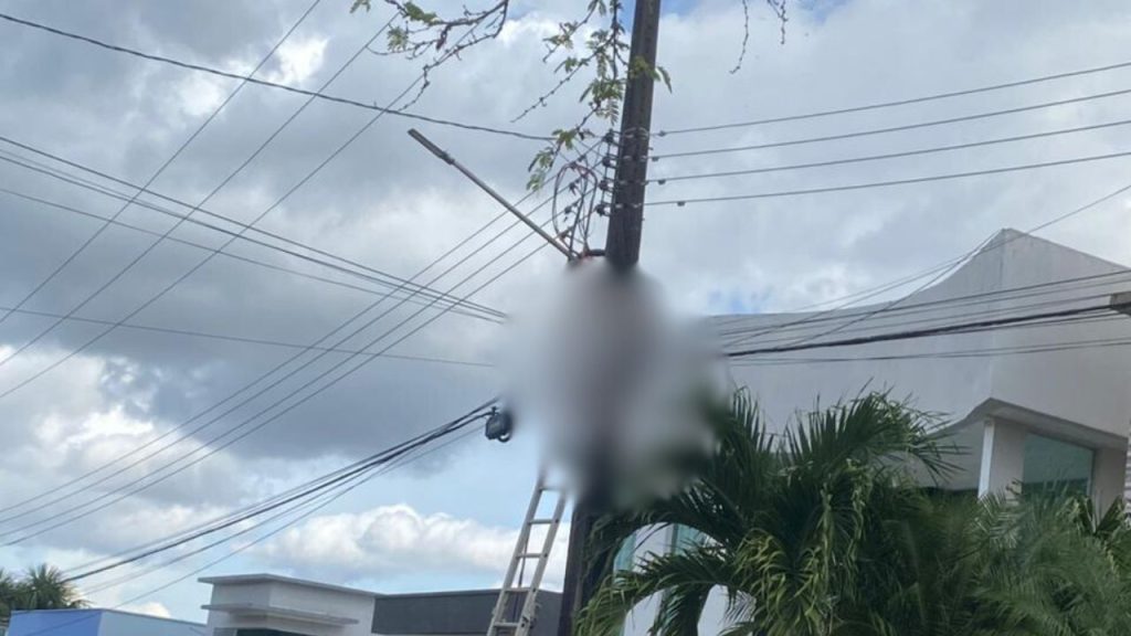 No Condomínio Residencial Tapajós, homem m0rr3 eletrocut4do e fica preso em poste