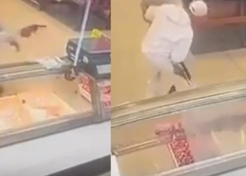Vídeo: Funcionário tenta m@tar a t1r0s o colega em açougue de supermercado