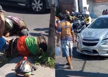 Vídeo: casal que vinha na moto é atr0pelado e arremessad0 por carro na Cidade Nova