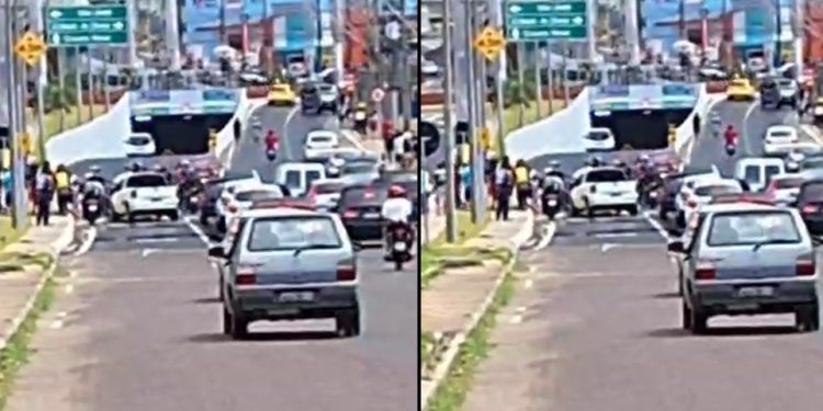 Vídeo: carro atr0pela pedestre no Viaduto Rei Pelé: ‘arremessado no canteiro central’