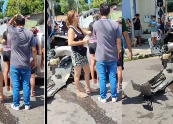 Vídeo: grave acidente deixa ferid0s no chão e nos carros no bairro Alvorada, em Manaus