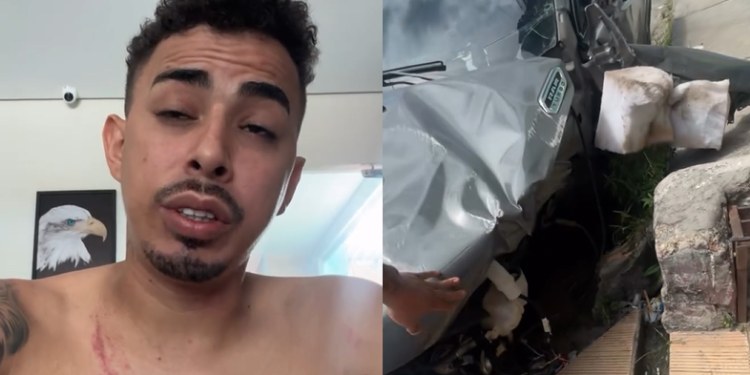 Vídeo: Influenciador Will Robson coloca culpa no sono após d3struir carro na avenida do Turismo