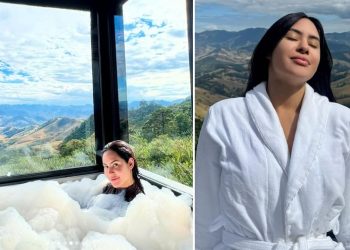 Isabelle Nogueira tira férias e surge relaxada dentro de banheira em paraíso; veja fotos