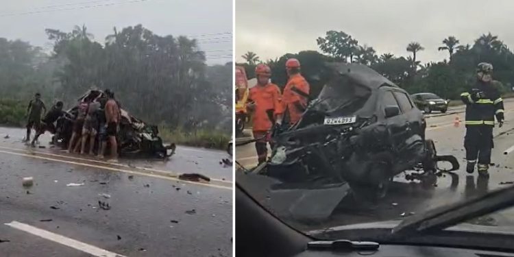 Vídeo: carro fica destruído e população tenta resgatar vítima no Amazonas