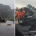 Vídeo: carro fica destruído e população tenta resgatar vítima no Amazonas