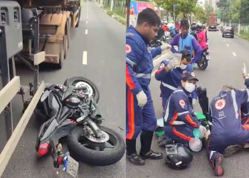Vídeo mostra tentativa de reanimação em motociclista que c0lidiu com carreta em Manaus; veja