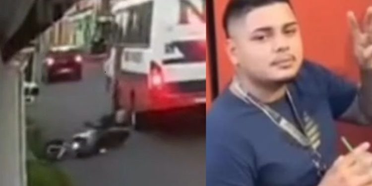 Vídeo: motociclista atr0pelad0 por busão ao desviar de buraco é operado em Manaus