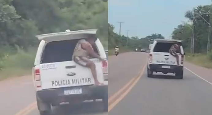 Vídeo: Idosa é flagrada tentando se j0gar de viatura da PM em movimento na AM-070
