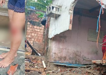 Temporal derruba casas em Manaus e mulher é ferid4 ao ser levada pela água