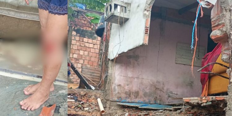 Temporal derruba casas em Manaus e mulher é ferid4 ao ser levada pela água